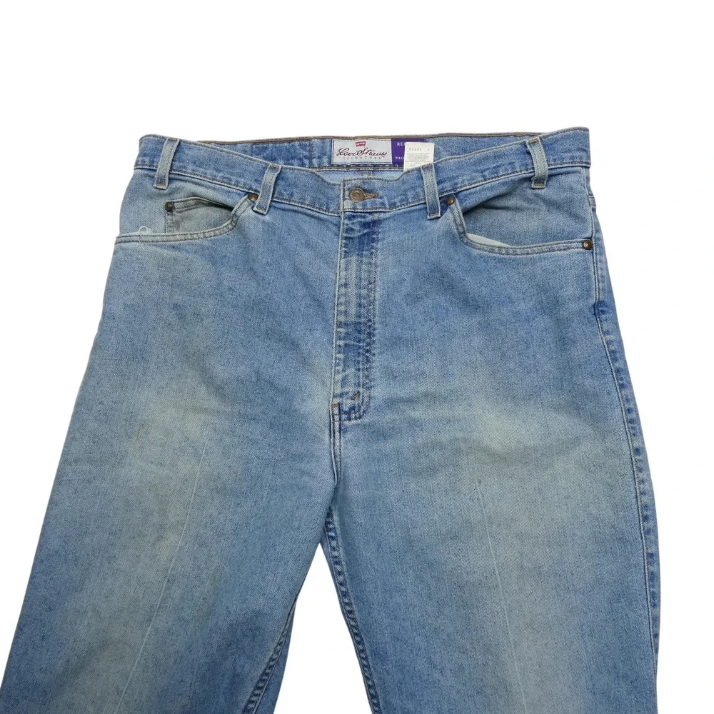 Levis 540 Jeans Mens 38x35 Light‎ Wash Blue Relaxed Straight Wrinkle Free Denim